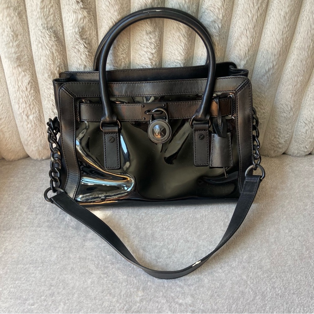 Michael Kors Black Patent Leather Handbag - All Black Michael Kors Bag Preowned